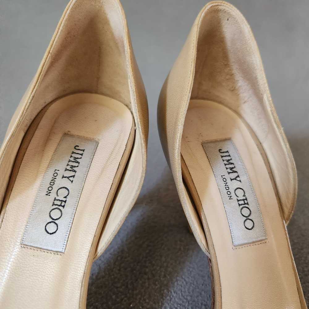 JIMMY CHOO D'Orsay Peep Toe Heels Size 38.5 Tan N… - image 7