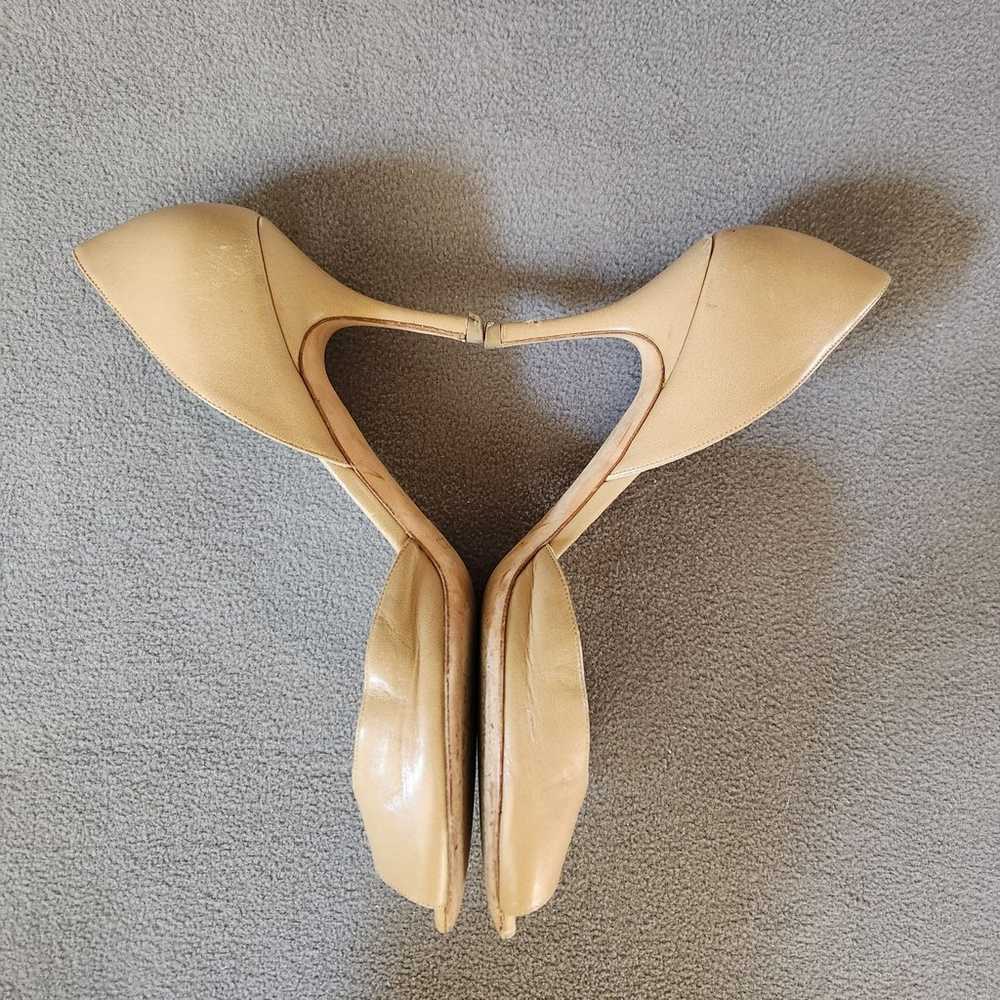 JIMMY CHOO D'Orsay Peep Toe Heels Size 38.5 Tan N… - image 8