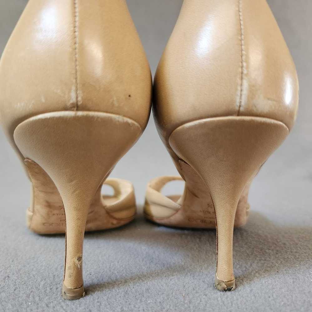 JIMMY CHOO D'Orsay Peep Toe Heels Size 38.5 Tan N… - image 9