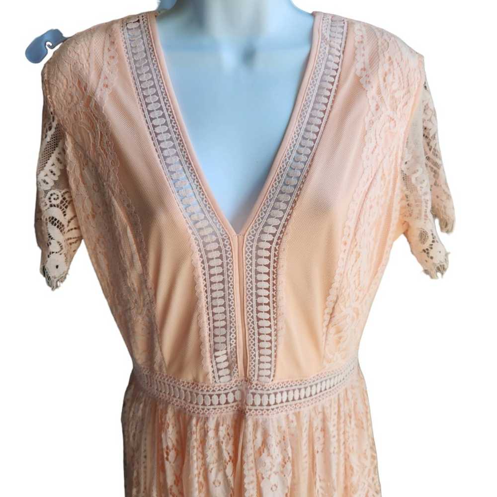 Unbranded Maxi Dress Pink Blush Crochet Lace Over… - image 2