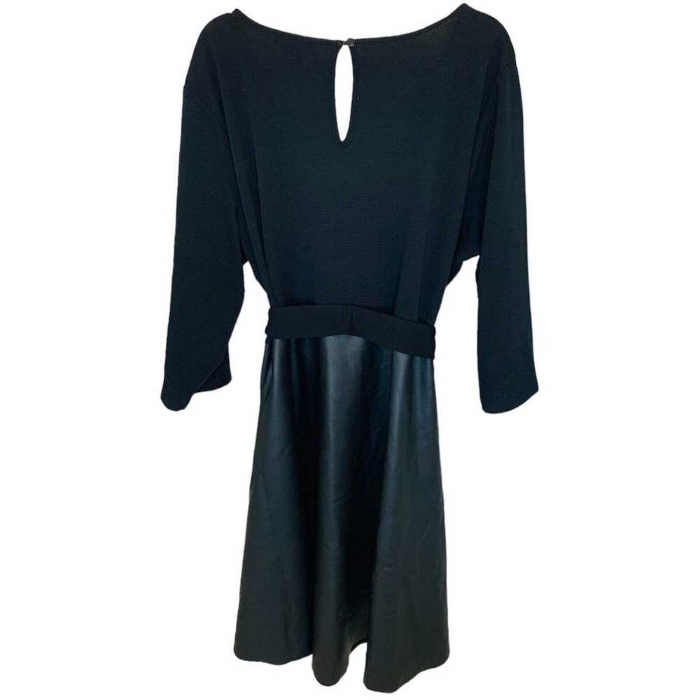 Ashley Stewart Black Fit & Flare Dress w/ Faux Le… - image 2