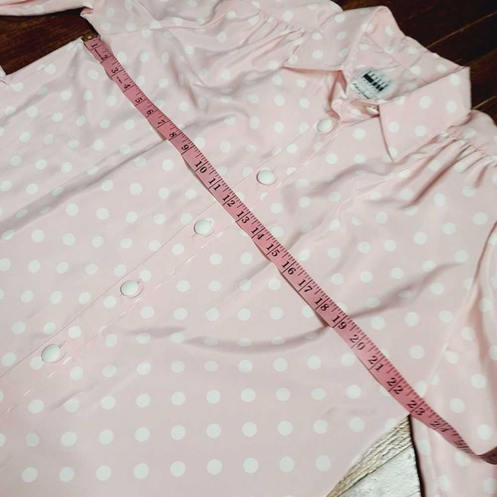 Vintage 90s Y2K Pastel Pink Polka Dot Barbiecore … - image 7