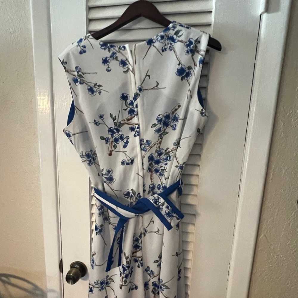 Vintage white and blue floral dress with belt by … - image 4