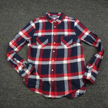 Merona Merona Shirt Womens Small Red Navy Blue & W