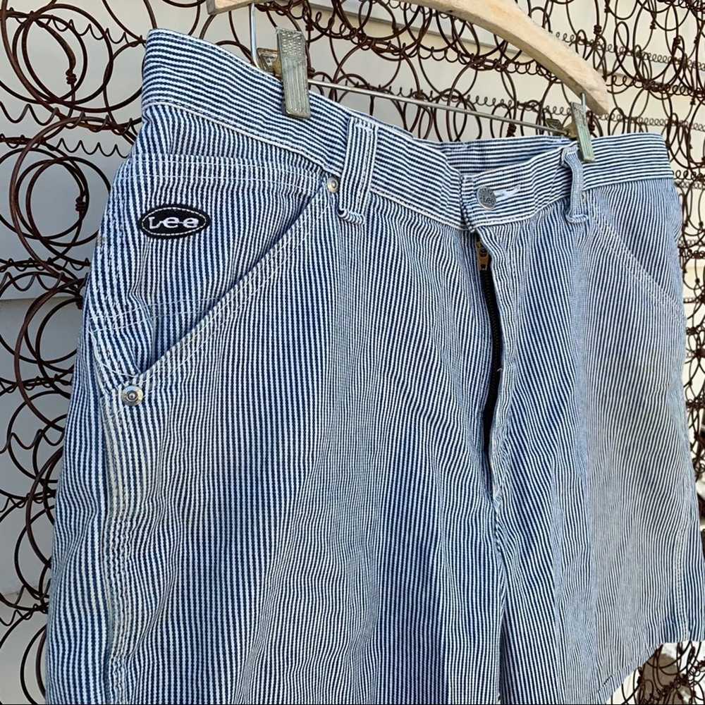 Lee Vintage Lee railroad stripe denim jean shorts - image 2