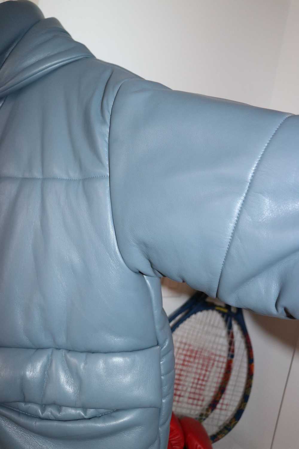 Nanushka Blue Vegan Leather Puffer Jacket - image 4