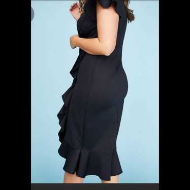 Lane Bryant Black Fluted Ruffle Sheath Dress