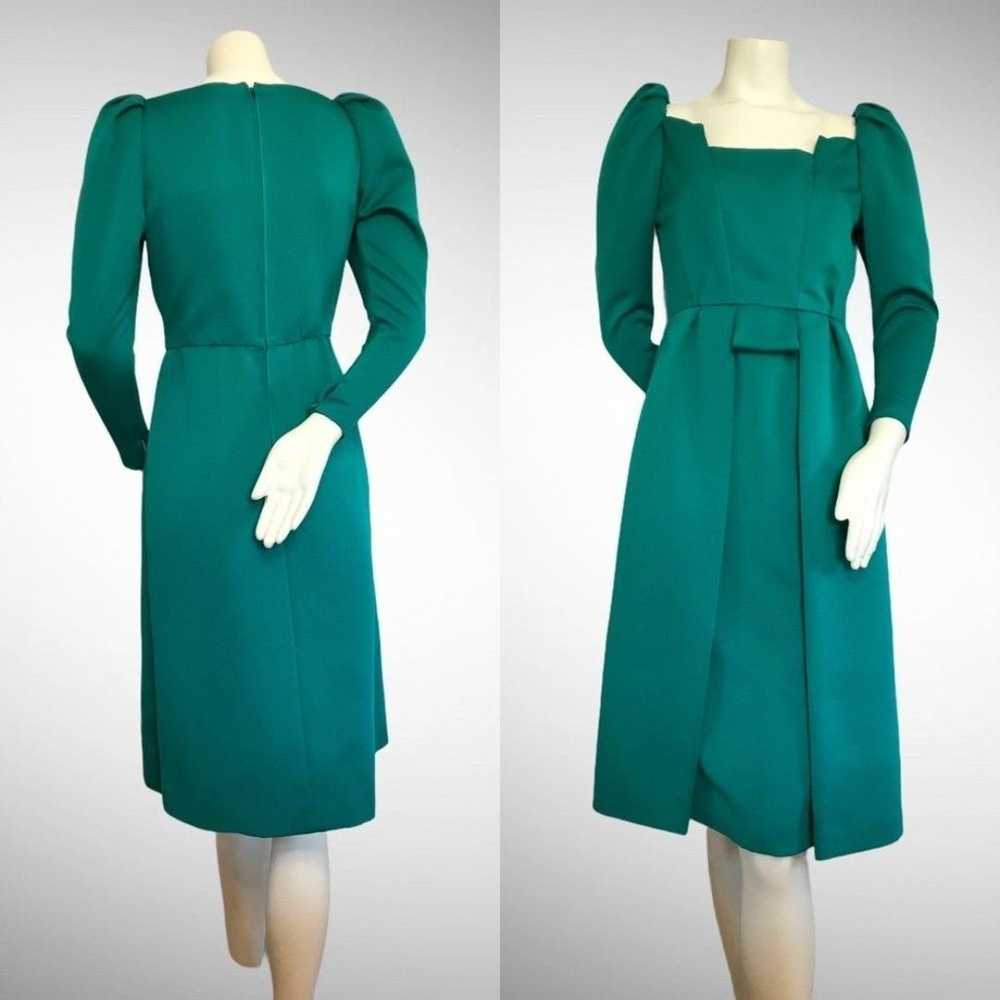 Vintage Dress Renaissance Green Puffed Shoulders … - image 1