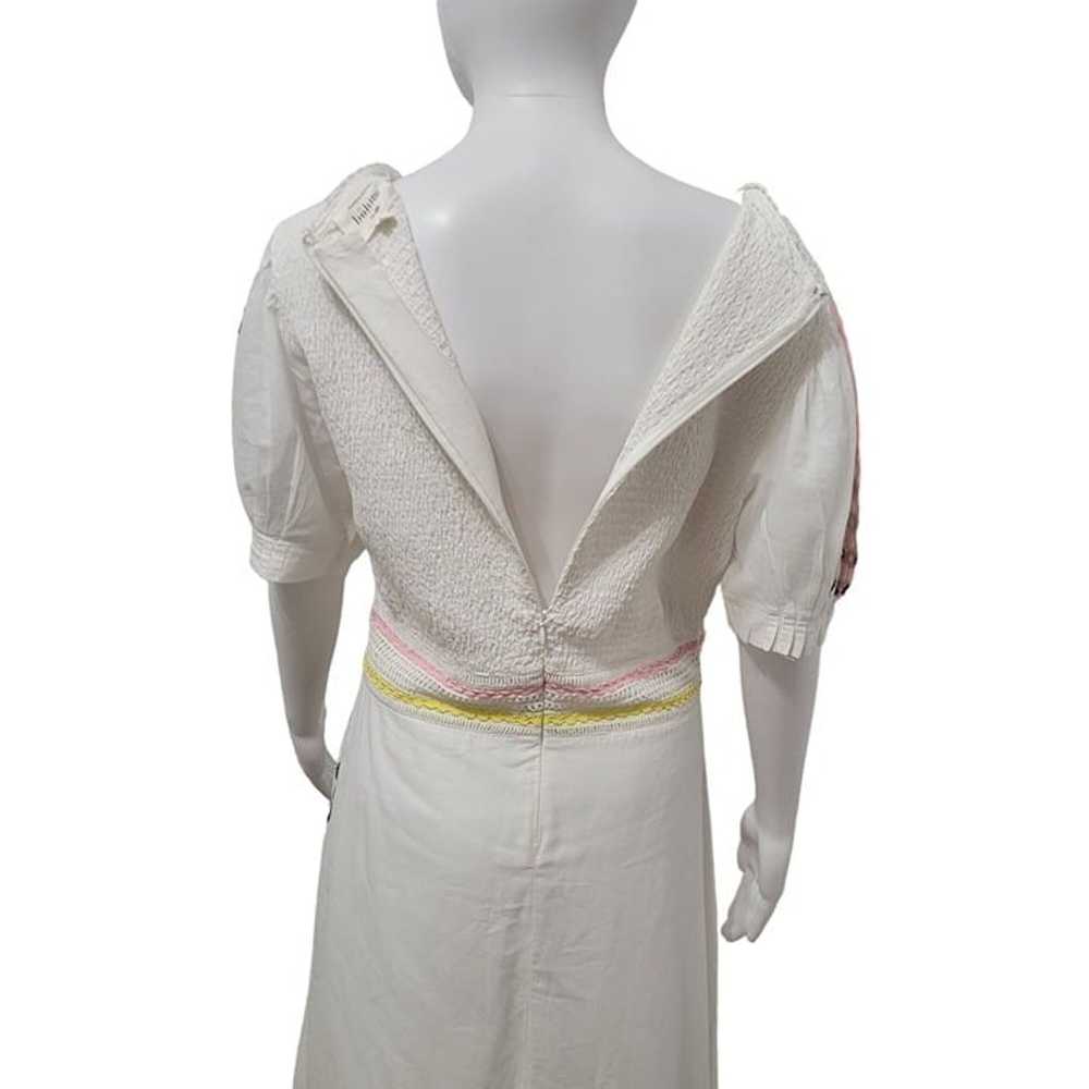 Bohme White Cotton Maxi Dress Multicolor Embroide… - image 11