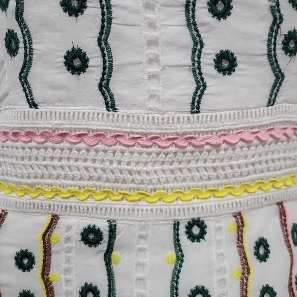 Bohme White Cotton Maxi Dress Multicolor Embroide… - image 4