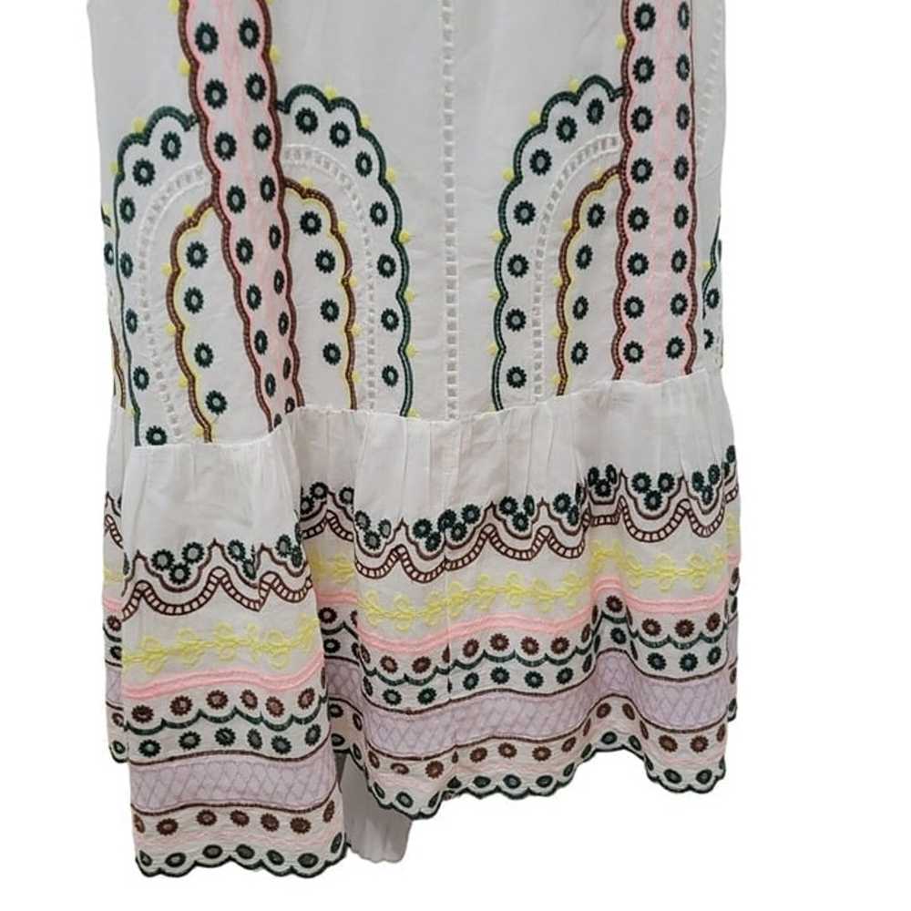 Bohme White Cotton Maxi Dress Multicolor Embroide… - image 5