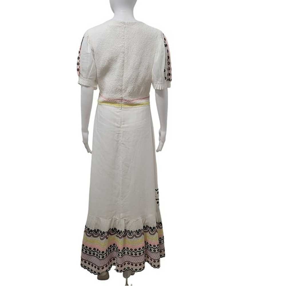 Bohme White Cotton Maxi Dress Multicolor Embroide… - image 7