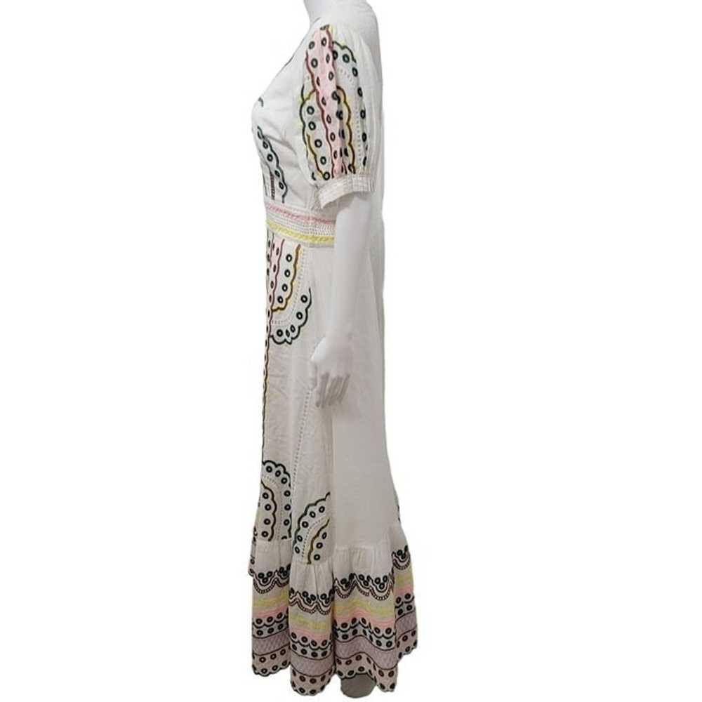 Bohme White Cotton Maxi Dress Multicolor Embroide… - image 9