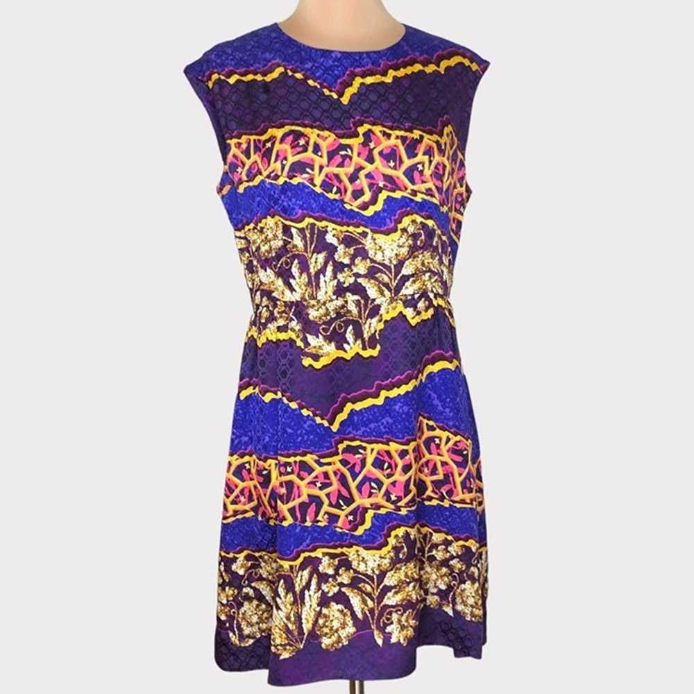 Peter Pilotto Sleeveless Dress 10 Silk Purple Gol… - image 2