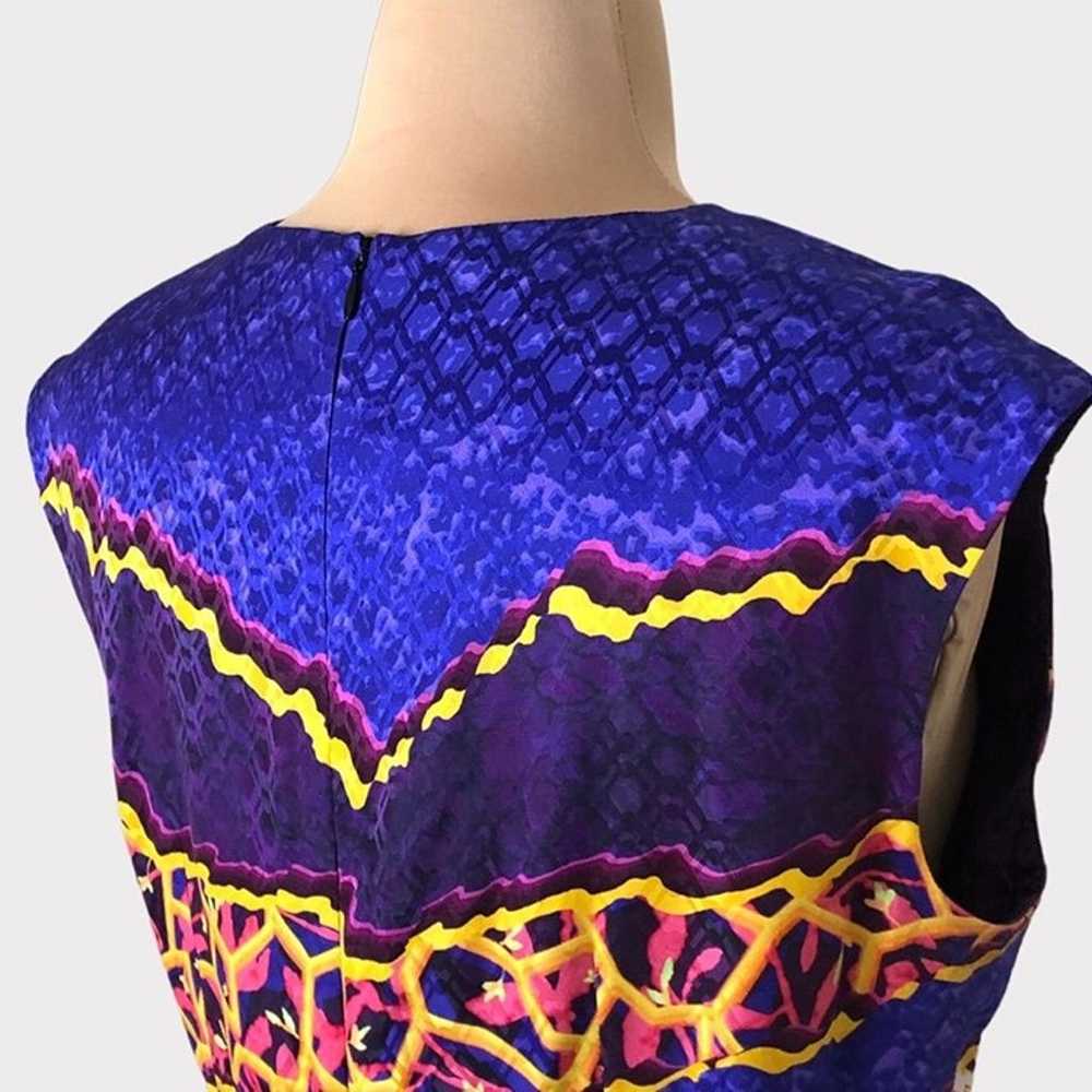 Peter Pilotto Sleeveless Dress 10 Silk Purple Gol… - image 4