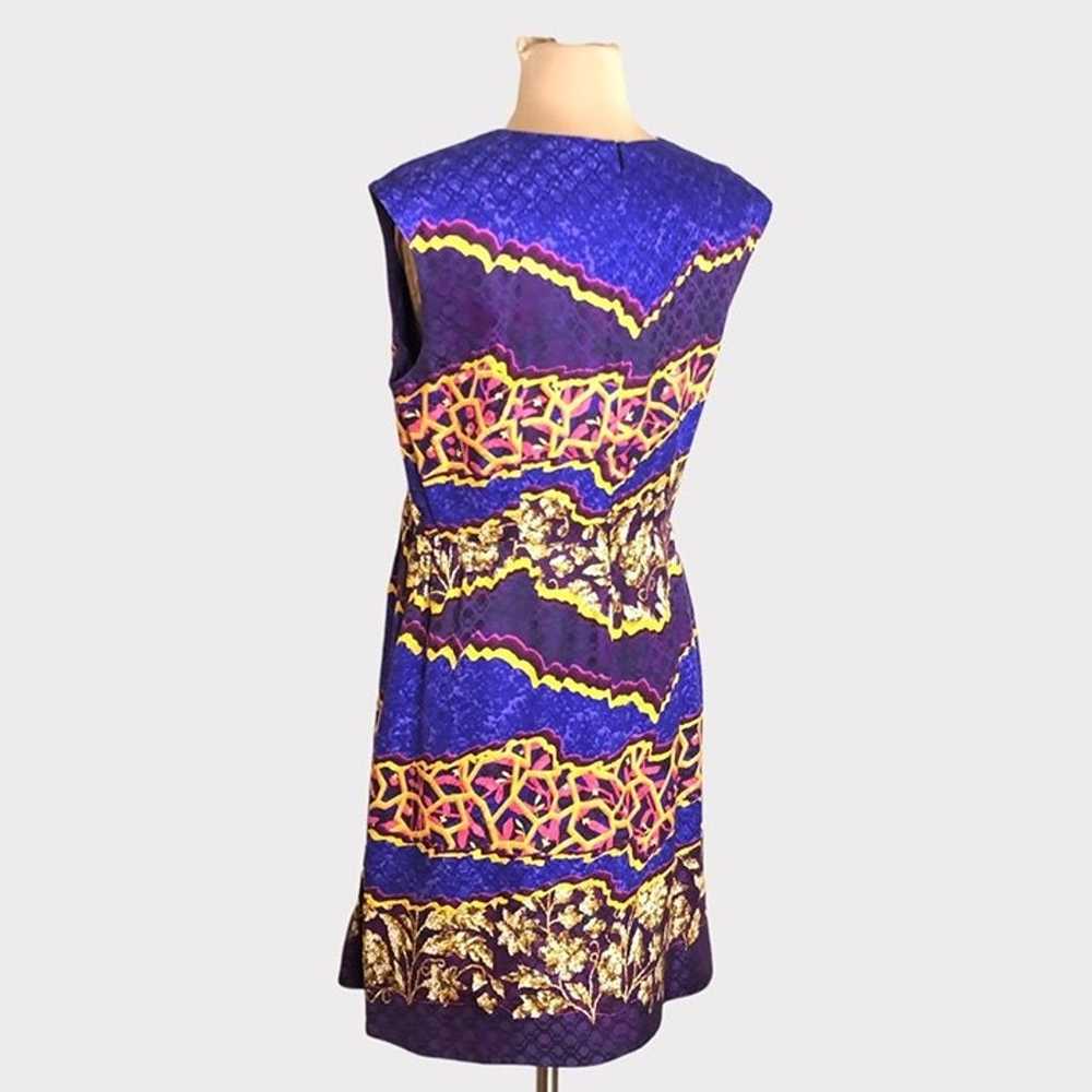 Peter Pilotto Sleeveless Dress 10 Silk Purple Gol… - image 5