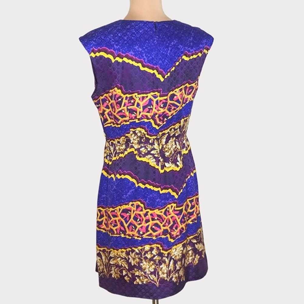 Peter Pilotto Sleeveless Dress 10 Silk Purple Gol… - image 7