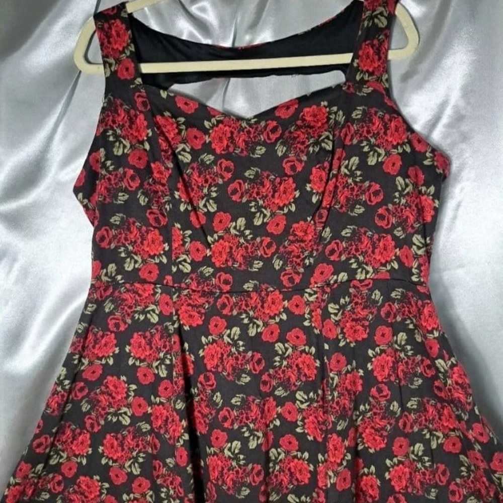 Torrid Swing Dress Plus Size 18 Black Red Rose Fl… - image 3