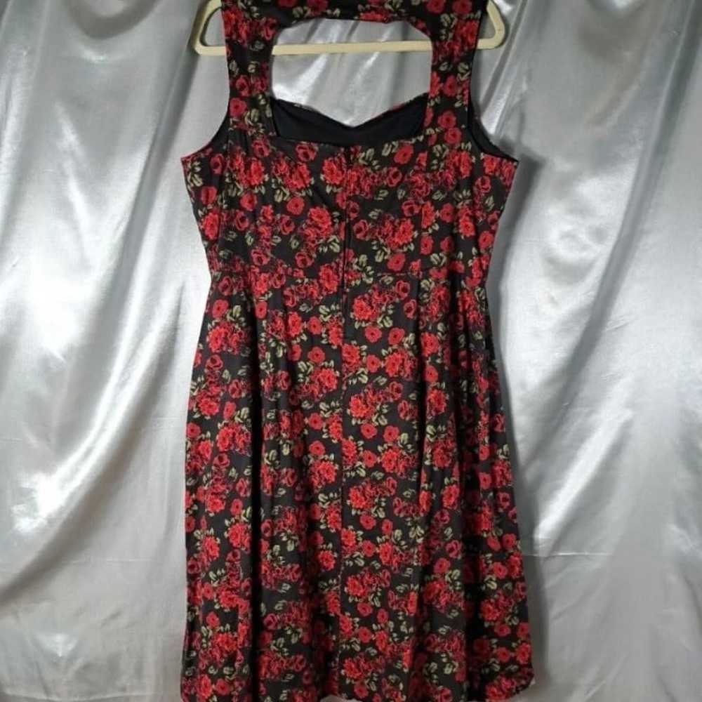Torrid Swing Dress Plus Size 18 Black Red Rose Fl… - image 7