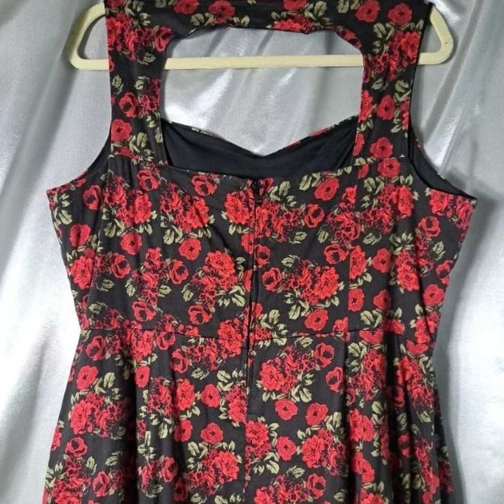 Torrid Swing Dress Plus Size 18 Black Red Rose Fl… - image 8