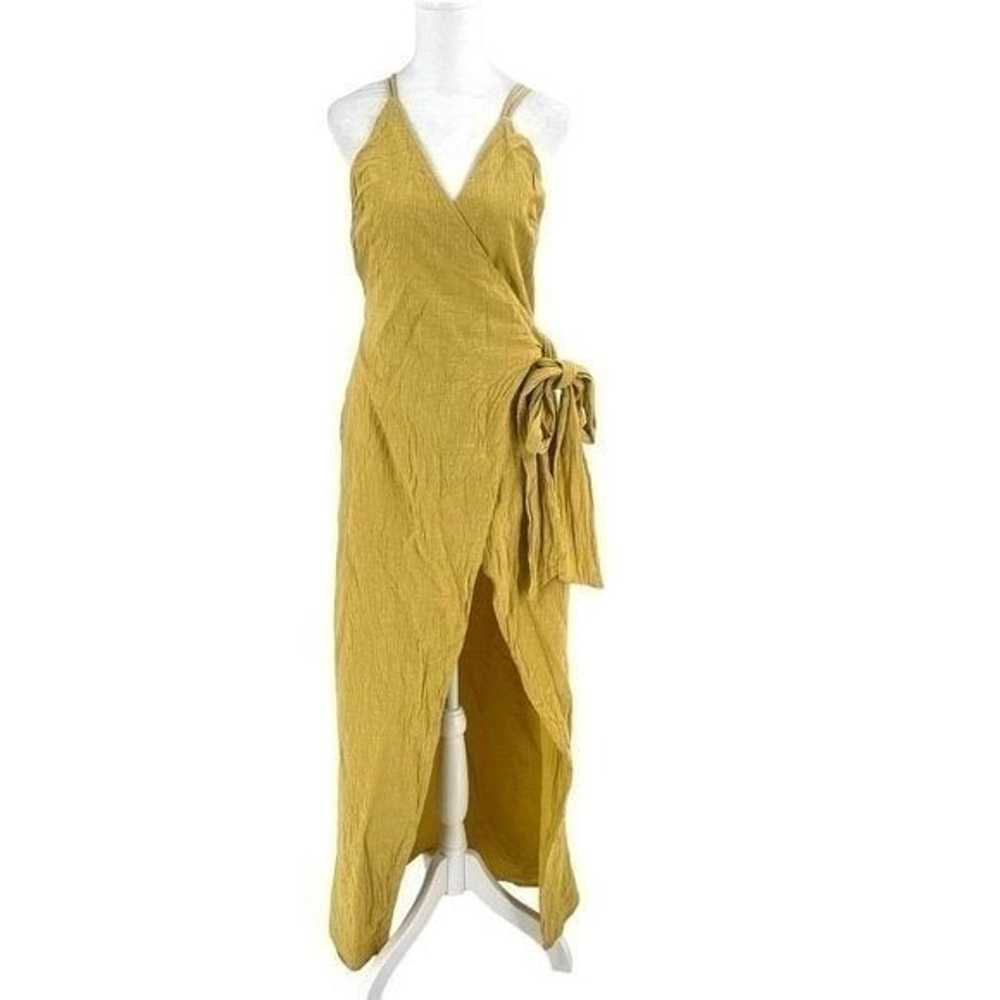 Sabo Luxe Front Slit Open Back Wrap Midi Dress Go… - image 1