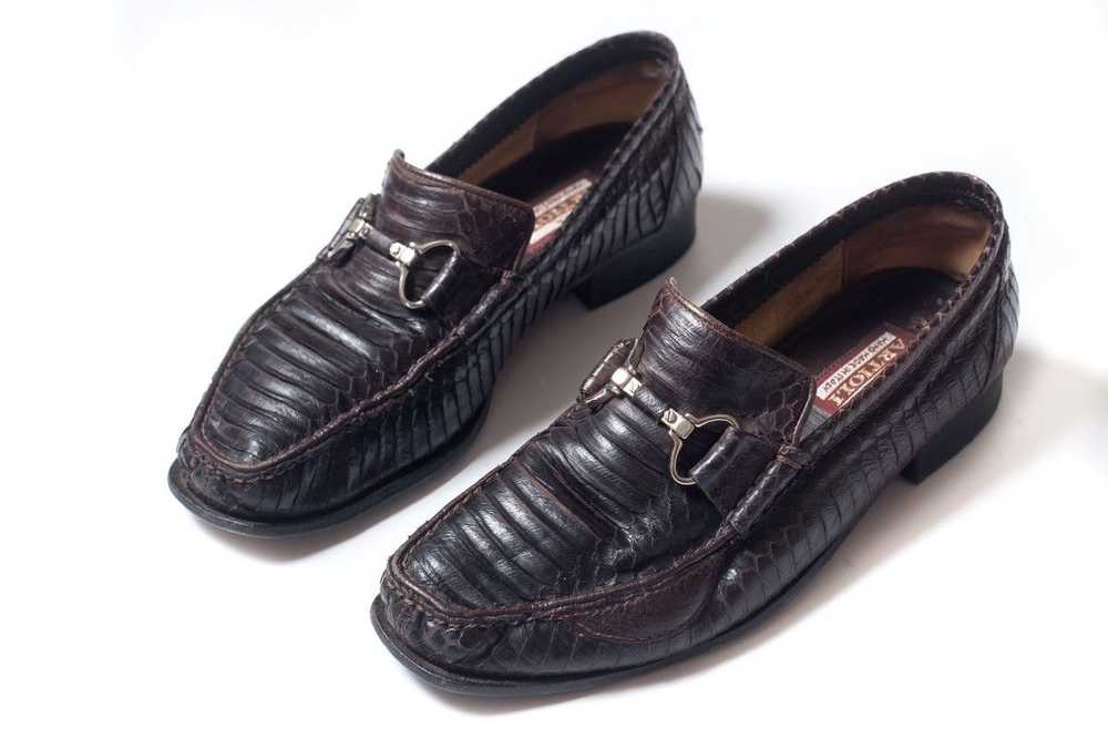 Artioli ARTIOLI Mens Brown Python Leather Loafers… - image 2
