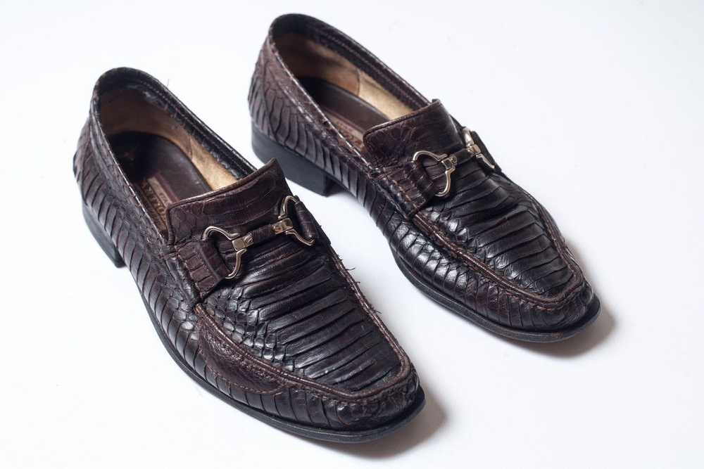Artioli ARTIOLI Mens Brown Python Leather Loafers… - image 3