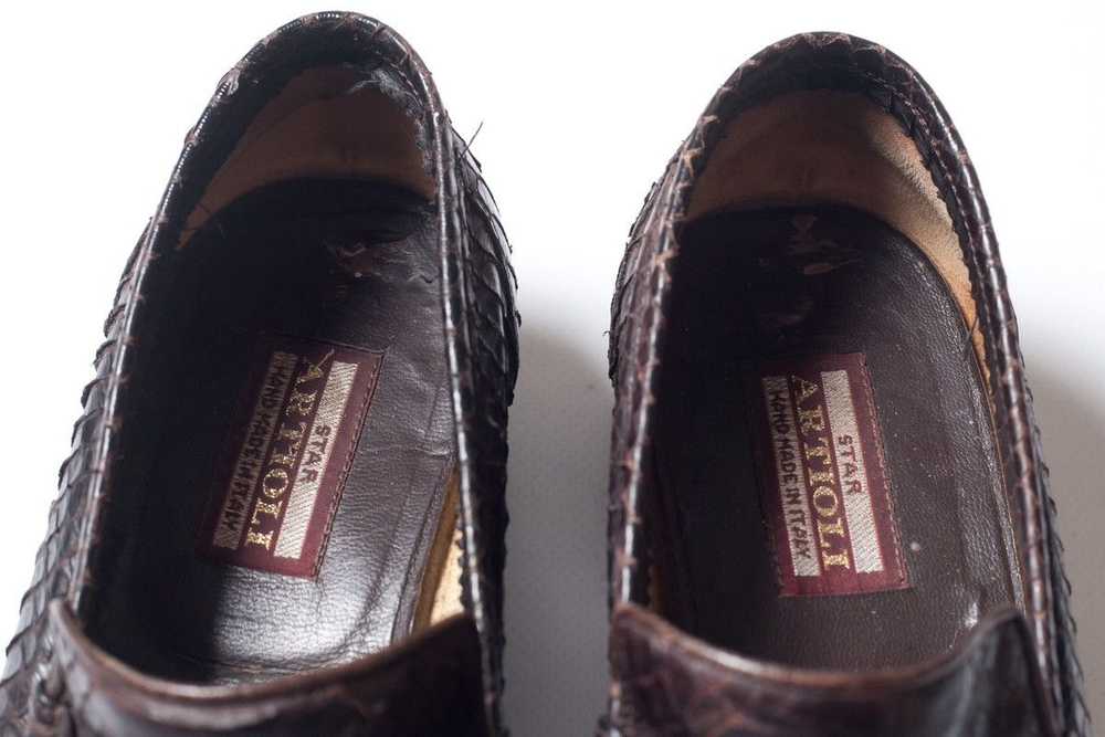 Artioli ARTIOLI Mens Brown Python Leather Loafers… - image 9