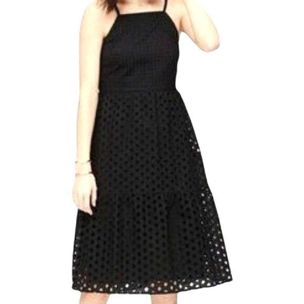 Loft Loft Dress Black Eyelet Midi Tiered Spaghett… - image 1