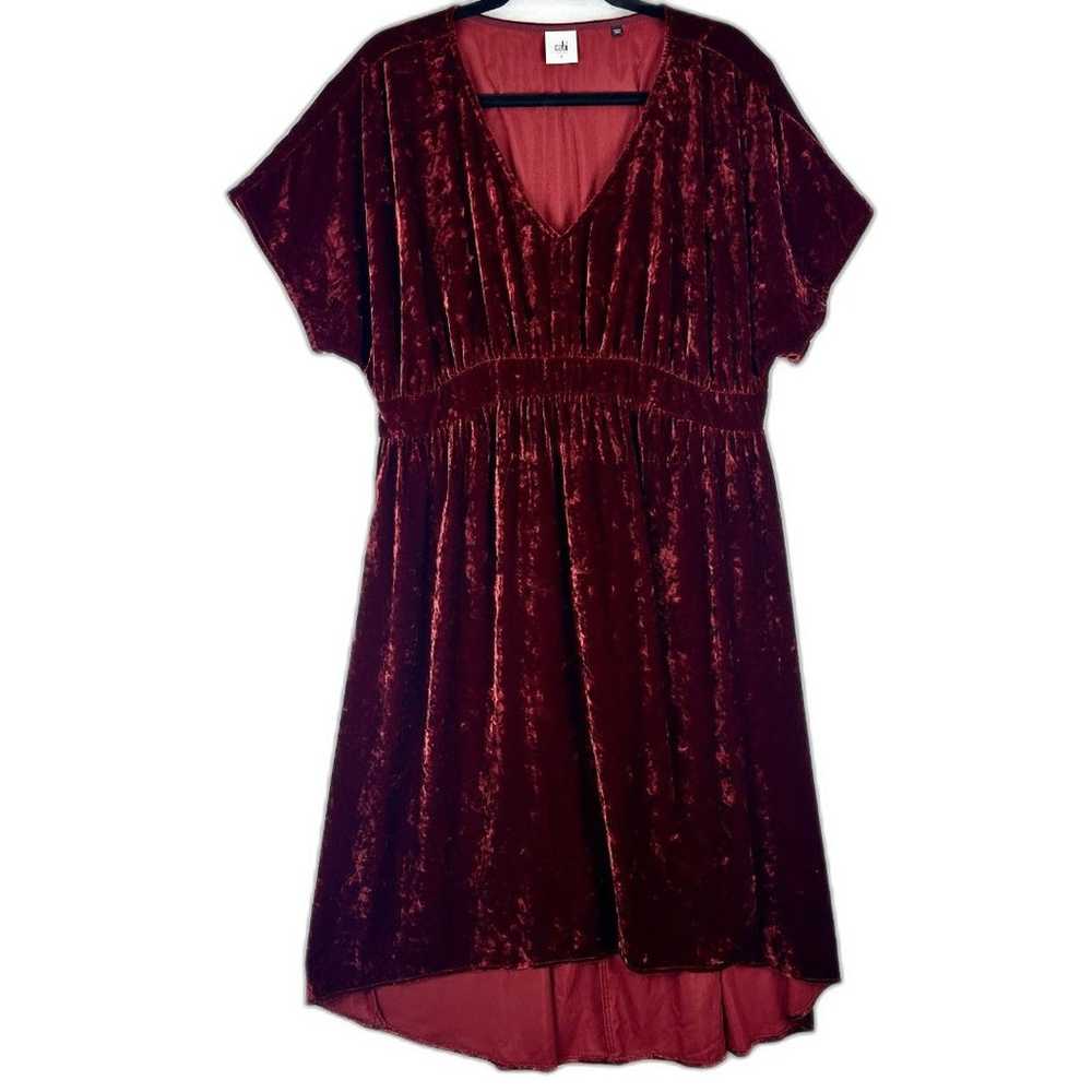 Cabi Grace Tribute Velvet Dress Size Large Burgun… - image 3