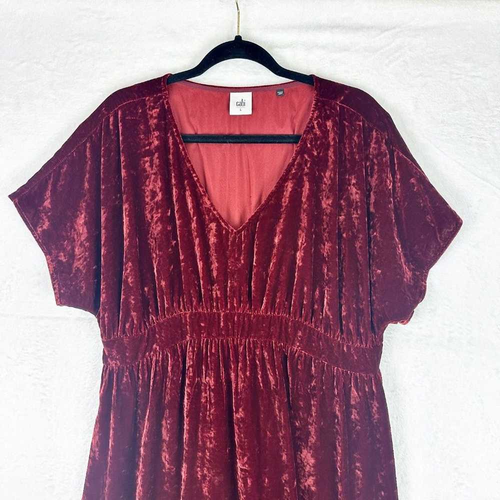 Cabi Grace Tribute Velvet Dress Size Large Burgun… - image 5