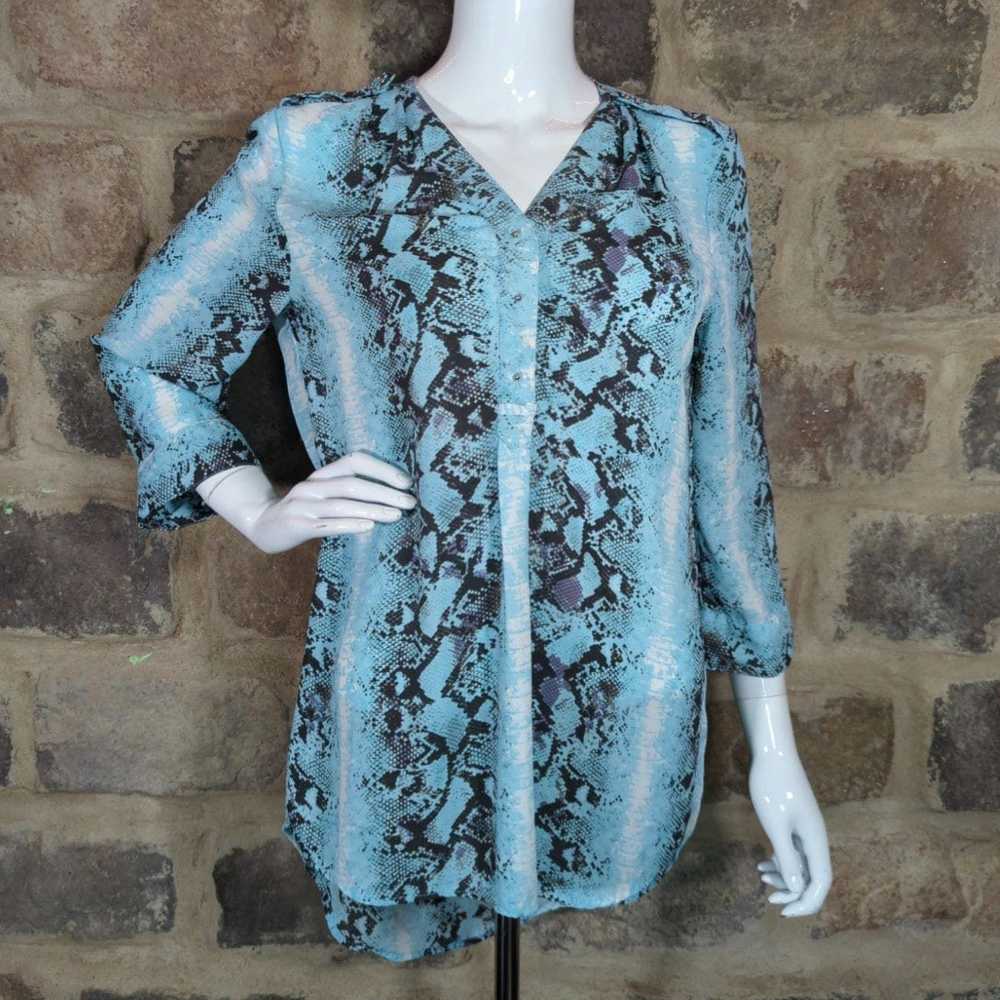 Other Jennifer & Grace Tunic Top Blue Brown Snake… - image 1