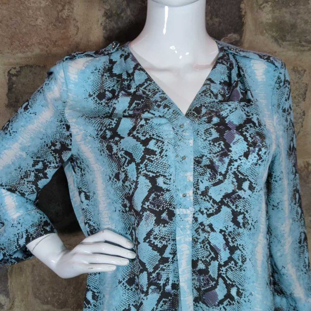 Other Jennifer & Grace Tunic Top Blue Brown Snake… - image 2