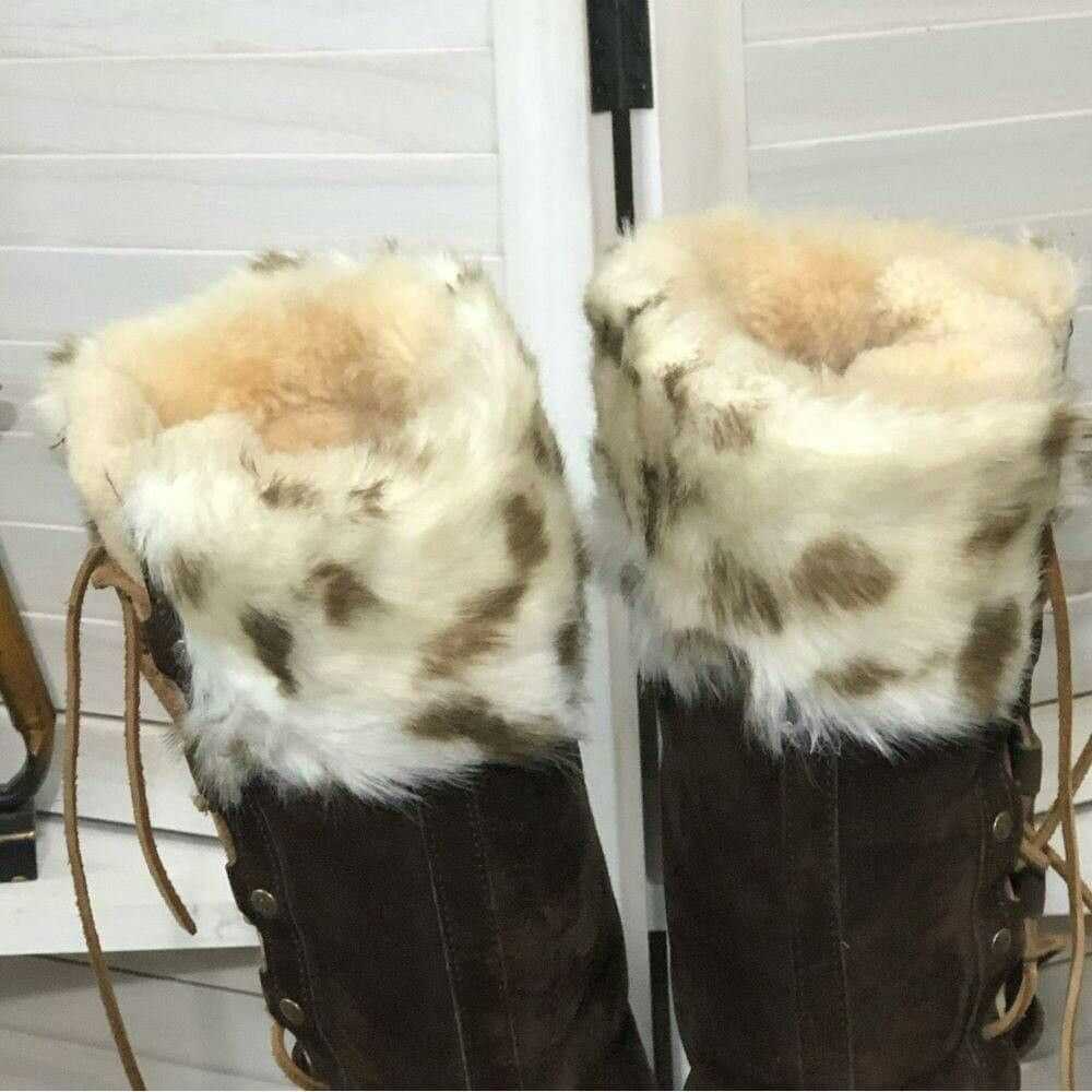 Ugg Vtge UGG brown suede leather knee high fur li… - image 7