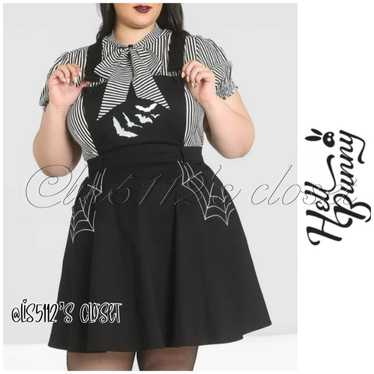 NWOT Hell Bunny Black Miss Muffet Pinafore Spider… - image 1