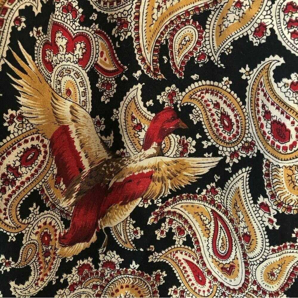 Vintage Vintage boho beige pheasant birds pattern… - image 4