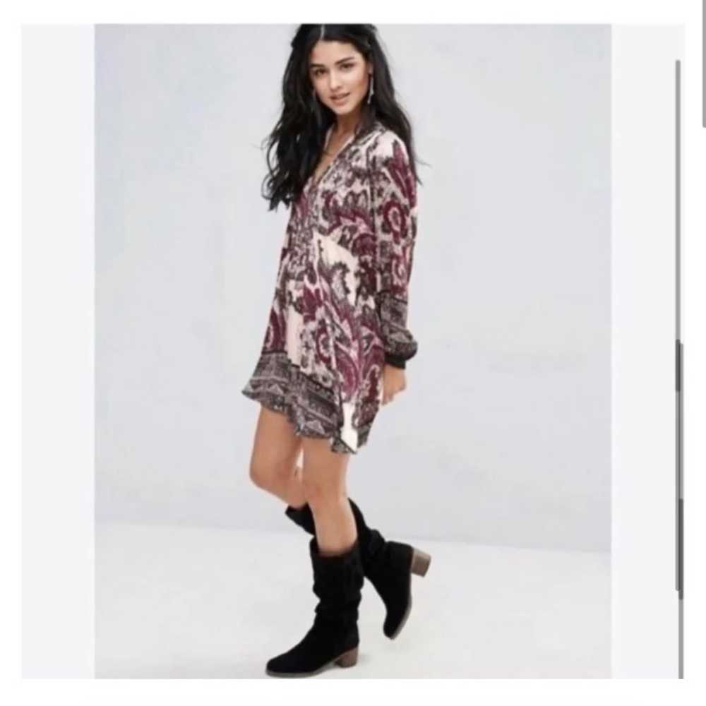 FREE PEOPLE BOHO SATIN MINI DRESS SMALL - image 6