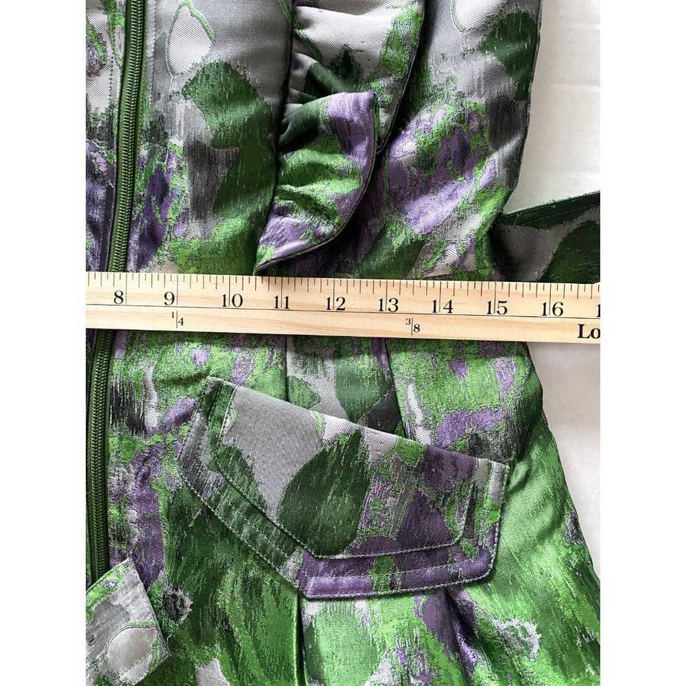 Samuel Dong Green Purple Silver Pockets Belted Fr… - image 8