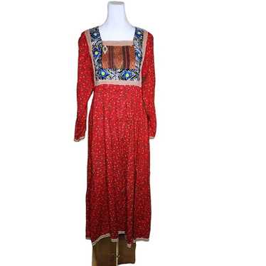 Vintage 70s Boho Maxi Peasant Dress Womens Size M… - image 1