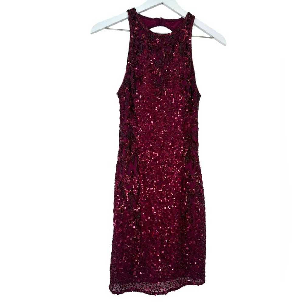 Scala Maroon Beaded & Sequin Short Dress Formal G… - image 11