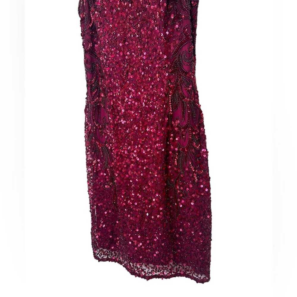 Scala Maroon Beaded & Sequin Short Dress Formal G… - image 4