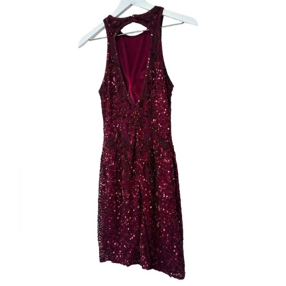 Scala Maroon Beaded & Sequin Short Dress Formal G… - image 7