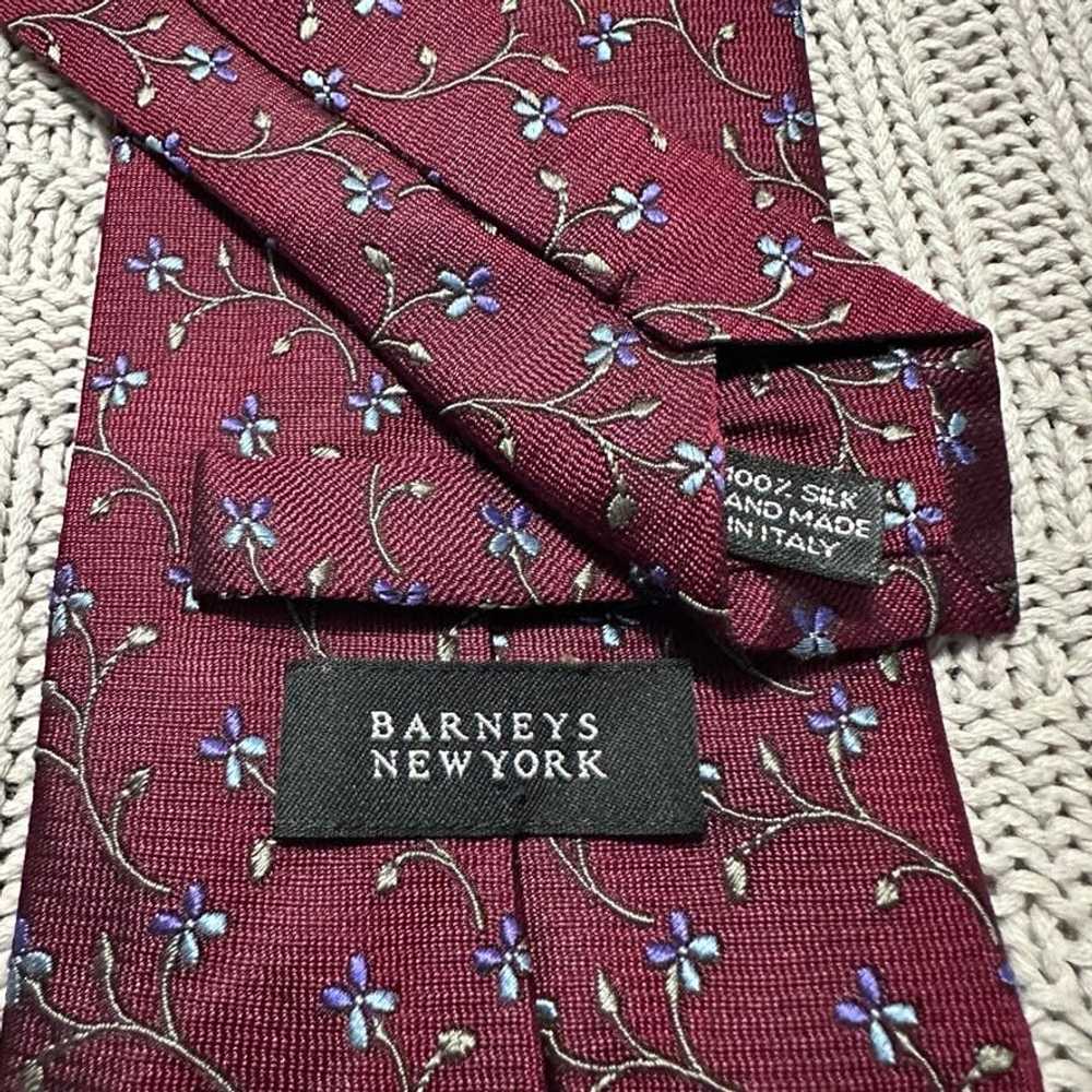 Barneys New York Barneys maroon floral motif silk… - image 3