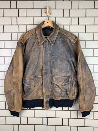 Avirex × Leather Jacket × Vintage Vintage Avirex L