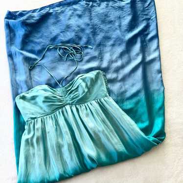 Betsey Johnson Ombré Blue Silk Strapless Mermaid … - image 1