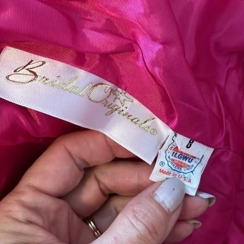Vtg 80s Bridal Originals bright fuchsia pink 2 pc… - image 12
