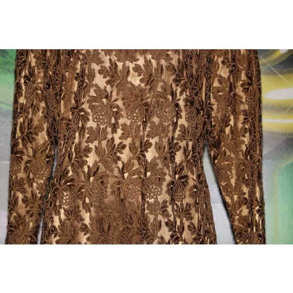 Vintage 1980s Brown Lace Mesh Long Sleeve Lace Co… - image 3