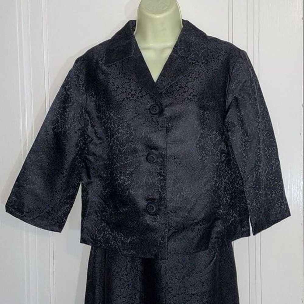 Vtg 60s black brocade 2 Piece dressy jacket & max… - image 3