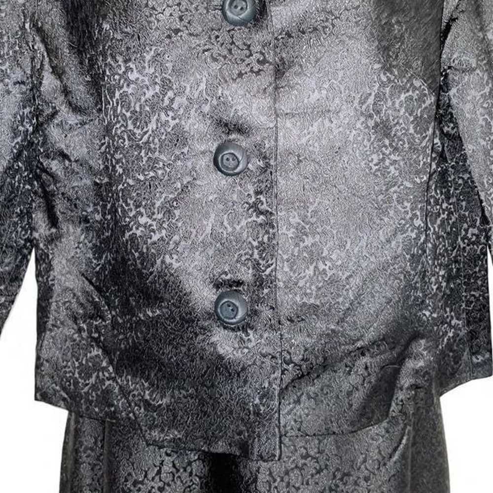 Vtg 60s black brocade 2 Piece dressy jacket & max… - image 5
