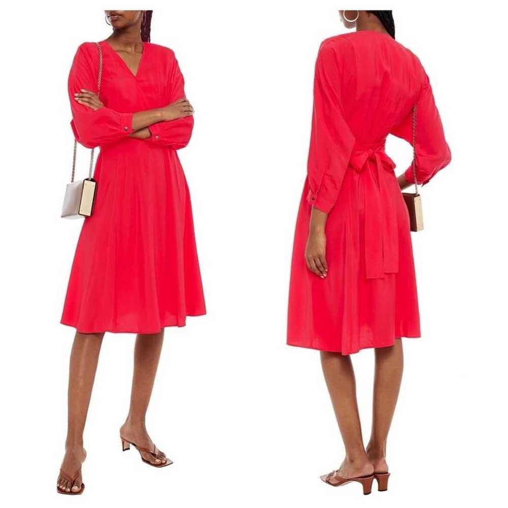 ba&sh Cauka Red Belted Tie Waist Crossover Dress … - image 1